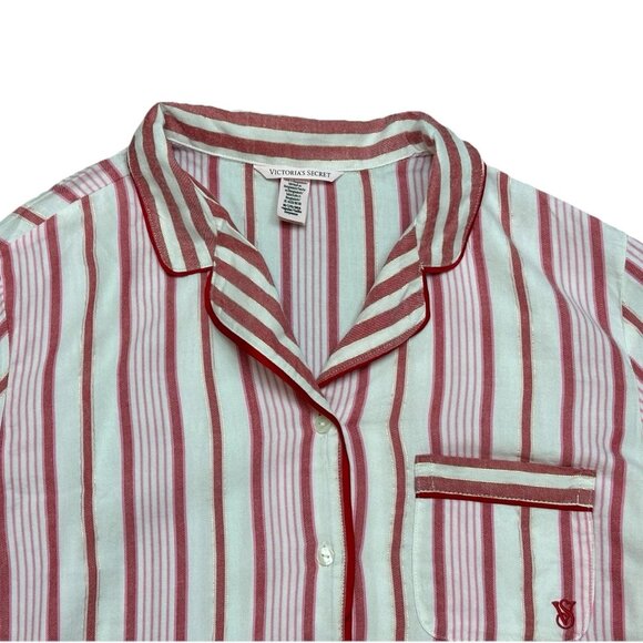NWOT VICTORIA'S SECRET Flannel Pajama Cozy PJ Set Red Candy Cane Stripe M - Picture 7 of 15